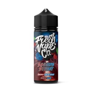 SINNERS STREET CHERRY & BLUE RAZZ 100ML E LIQUID FRESH VAPE CO