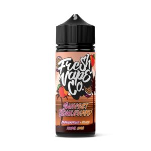 SUNSET BOULEVARD PASSIONFRUIT & PEACH 100ML E LIQUID FRESH VAPE CO
