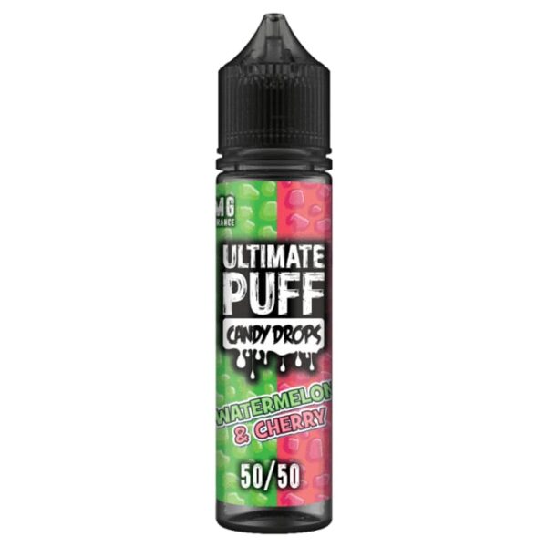 WATERMELON & CHERRY CANDY DROPS 50ML E-LIQUID 50/50 ULTIMATE PUFF