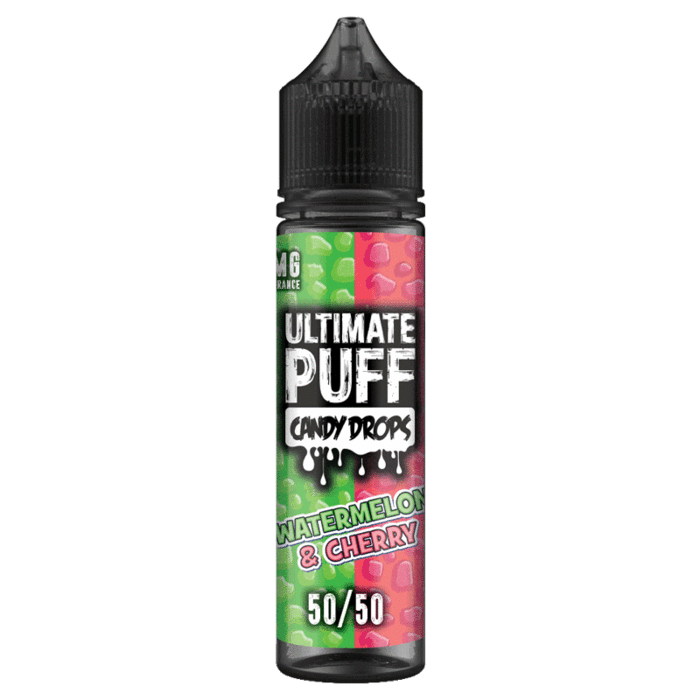 WATERMELON & CHERRY CANDY DROPS 50ML ELIQUID 50/50 ULTIMATE PUFF UK