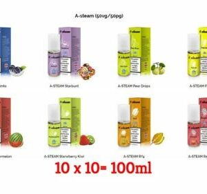 A STEAM E LIQUID 10 X 10ML = 100ML 50/50 VGPG