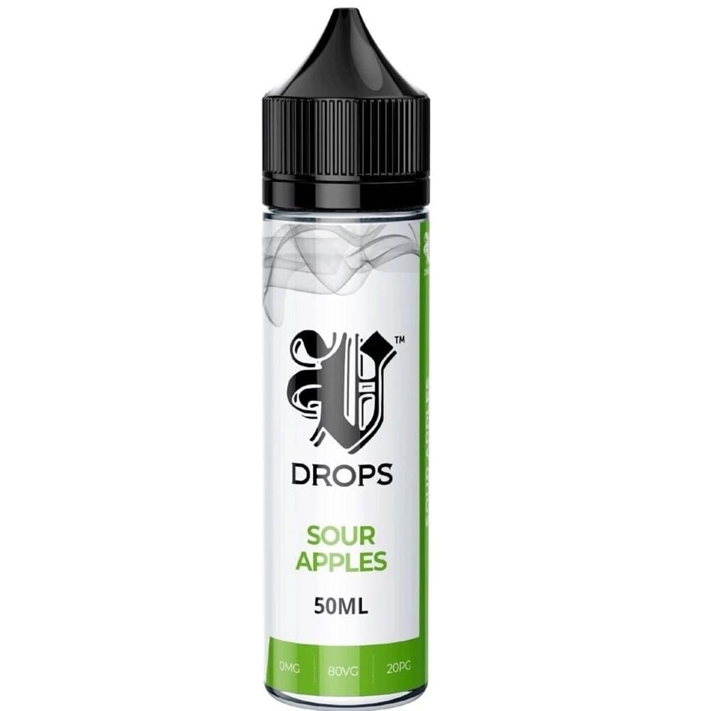 SOUR APPLES 50ML 80/20 E LIQUID V DROPS UK Vape Store ECig Clouds