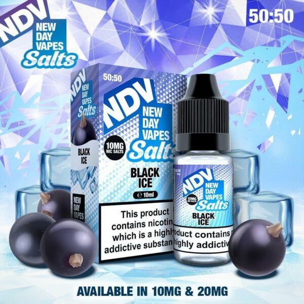 BLACK ICE 10ML NIC SALT NEW DAY VAPES (NDV) PACK OF 5 EXP