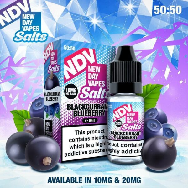BLACKCURRANT BLUEBERRY 10ML NIC SALT NEW DAY VAPES (NDV) PACK OF 5 EXP