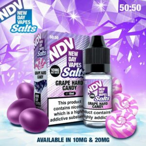 GRAPE HARD CANDY 10ML NIC SALT NEW DAY VAPES (NDV) PACK OF 5 EXP