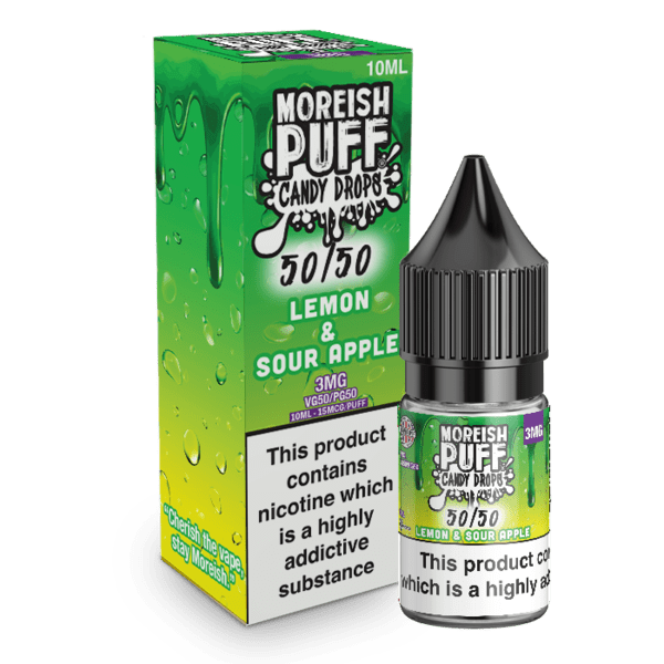 LEMON & SOUR APPLE (CANDY DROPS) 10ML E LIQUID MOREISH PUFF UK Vape