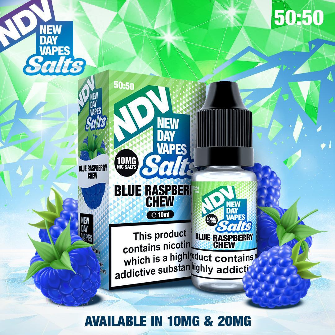 Buy BLUE RASPBERRY CHEW 10ML NIC SALT BY NEW DAY VAPES (NDV) PACK OF 5 ECig Clouds