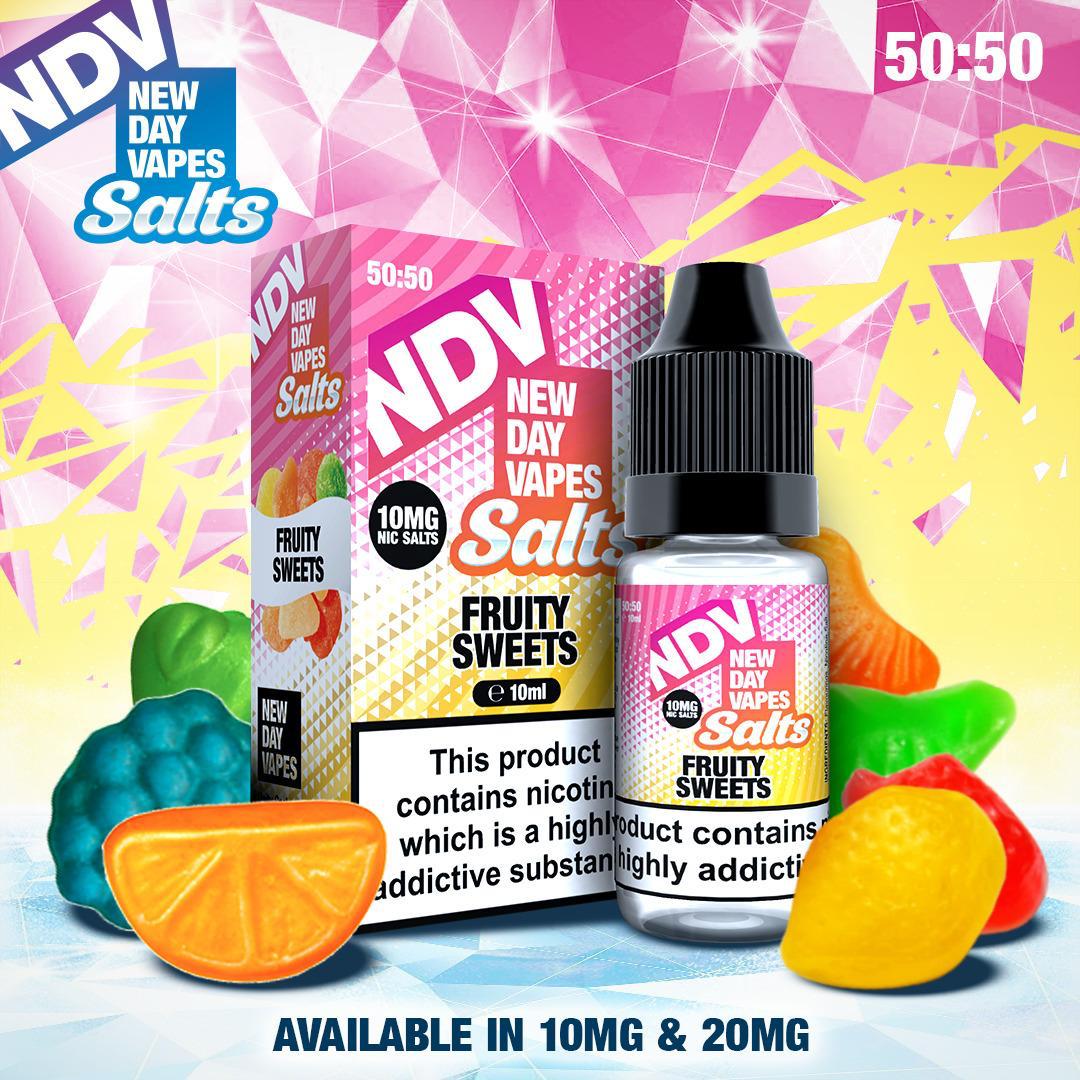FRUITY SWEETS 10ML NIC SALT BY NEW DAY VAPES (NDV) PACK OF 5 ECig Clouds