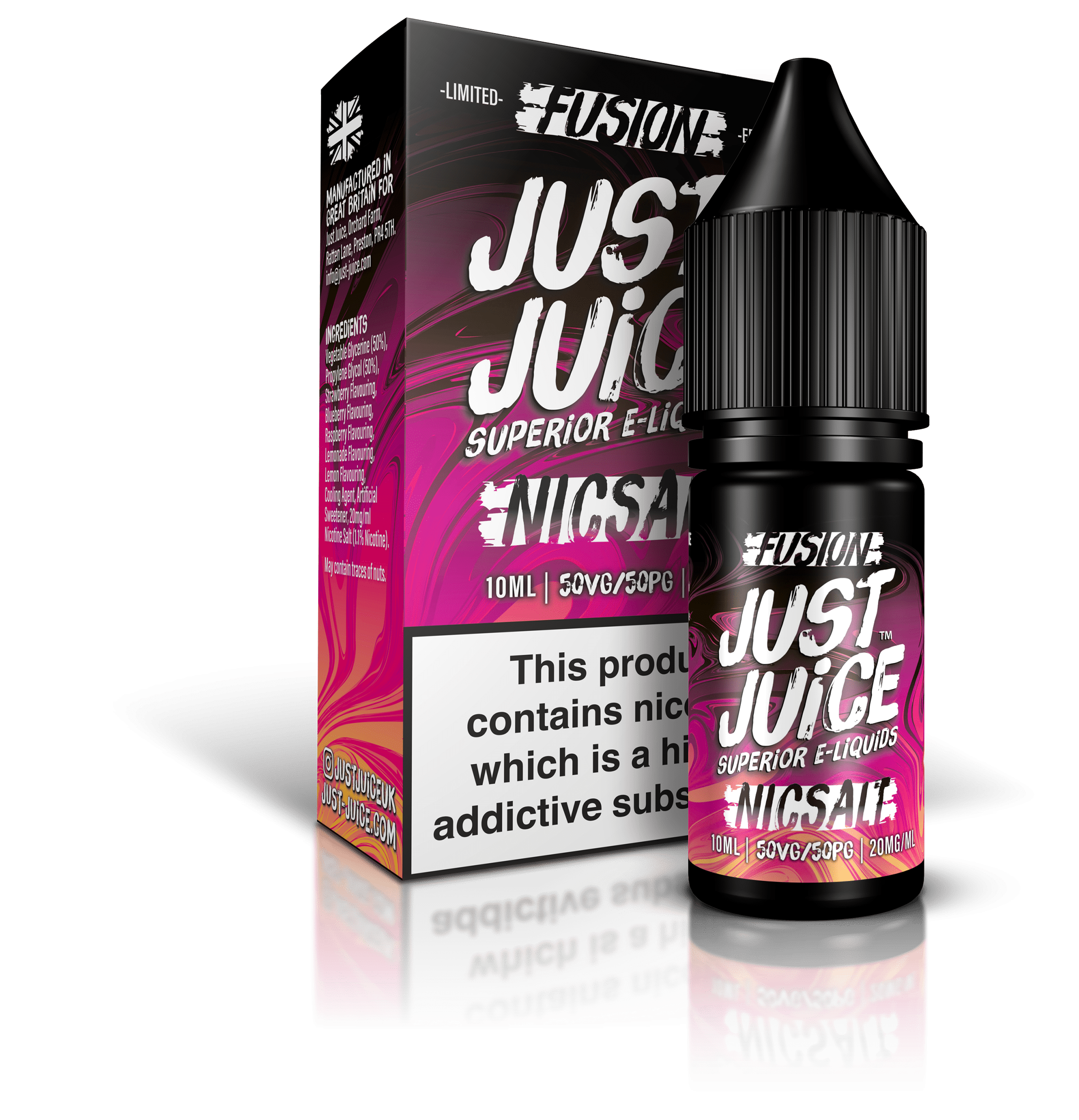 Fusion Raspberry Juice FUSION (BERRY BURST & LEMONADE) 10ML NIC SALT JUST JUICE | UK Vape ...