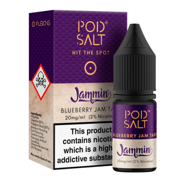 FUSIONS JAMMIN BLUEBERRY JAM TART 10ML NIC SALT POD SALT