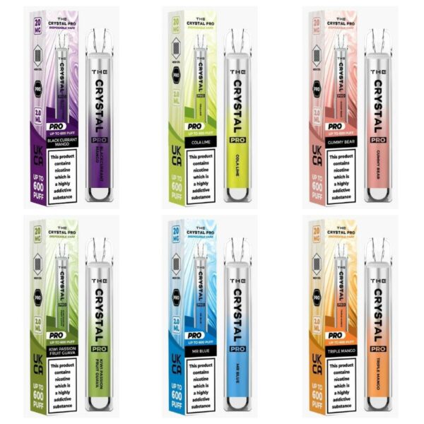 THE CRYSTAL PRO 600 DISPOSABLE VAPE KIT 20MG PACK OF 10