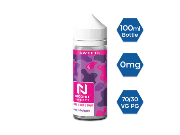 GRAPE BUBBLEGUM SWEETS 100ML E LIQUID NICOHIT