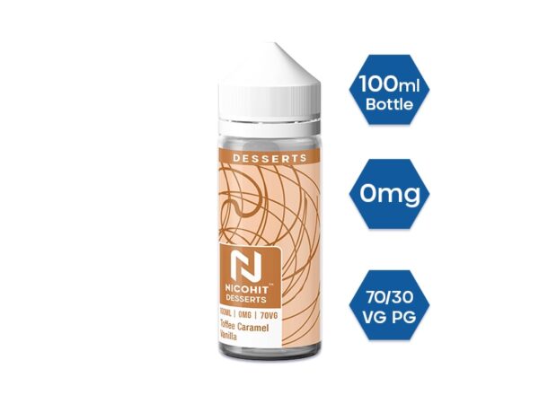 TOFFEE CARAMEL VANILLA DESSERTS 100ML E LIQUID NICOHIT