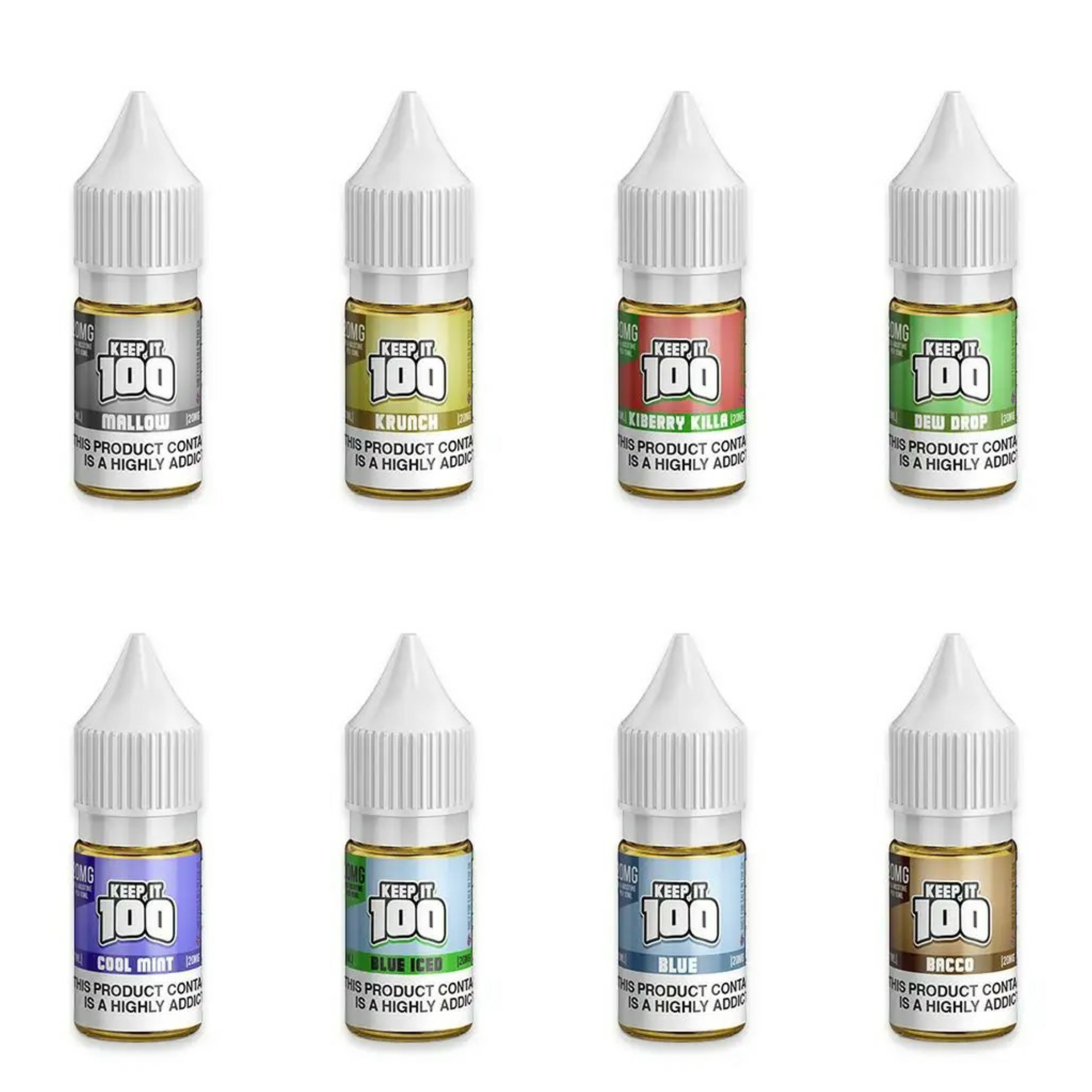 Keep It 100 Range 10ml nic salt pack of ten bottles