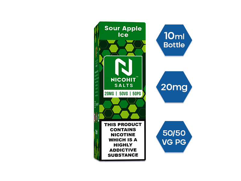 SOUR APPLE ICE 10ML NIC SALT NICOHIT | UK Vape Store | E-Cig Clouds