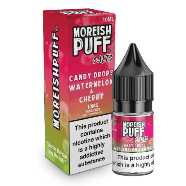 WATERMELON & CHERRY (CANDY DROPS) 10ML NIC SALT MOREISH PUFF UK Vape