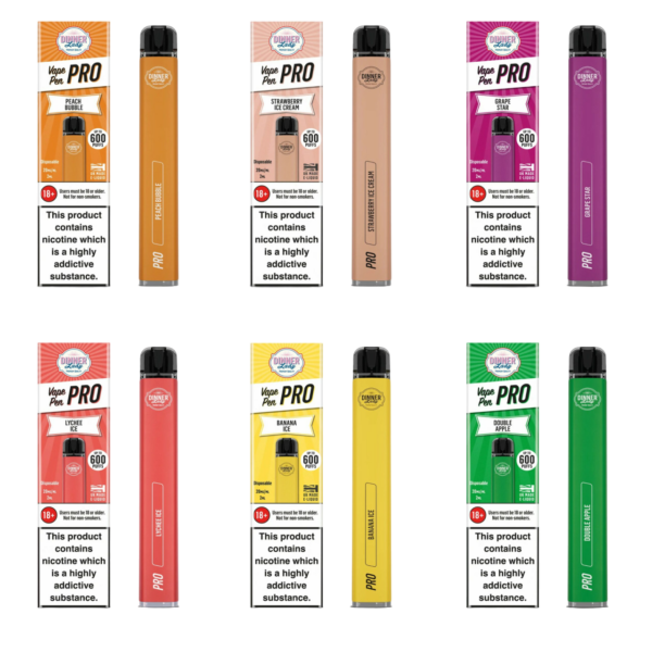 DINNER LADY VAPE PEN PRO 600 DISPOSABLE VAPE KIT 20MG