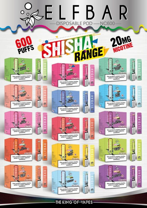 ELF BAR KOV SHISHA NC600 DISPOSABLE VAPE KIT 20MG - Image 2
