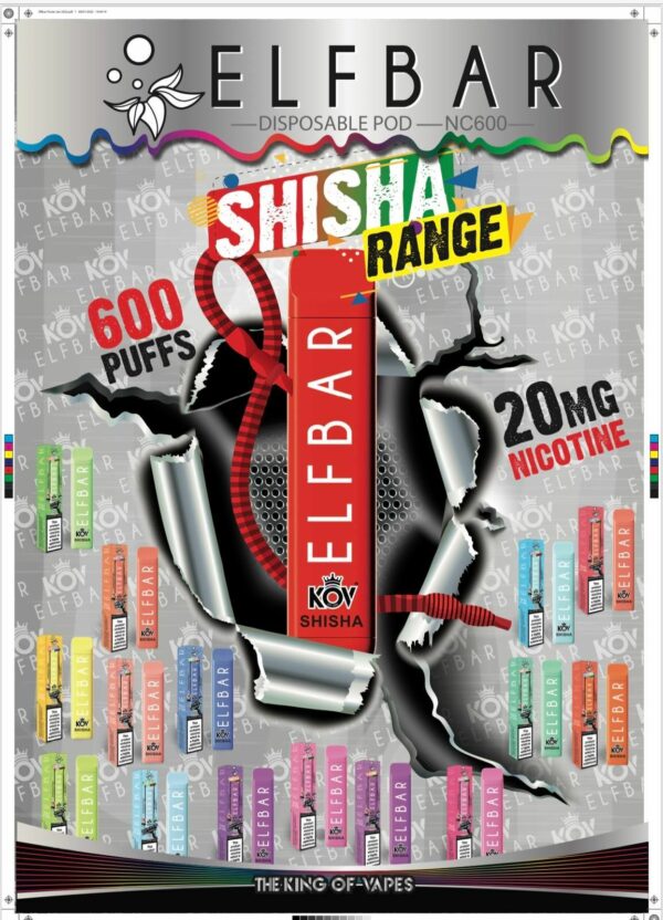ELF BAR KOV SHISHA NC600 DISPOSABLE VAPE KIT 20MG - Image 3