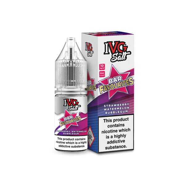 STRAWBERRY WATERMELON BUBBLEGUM NIC SALT 10ML IVG BAR FAVOURITES