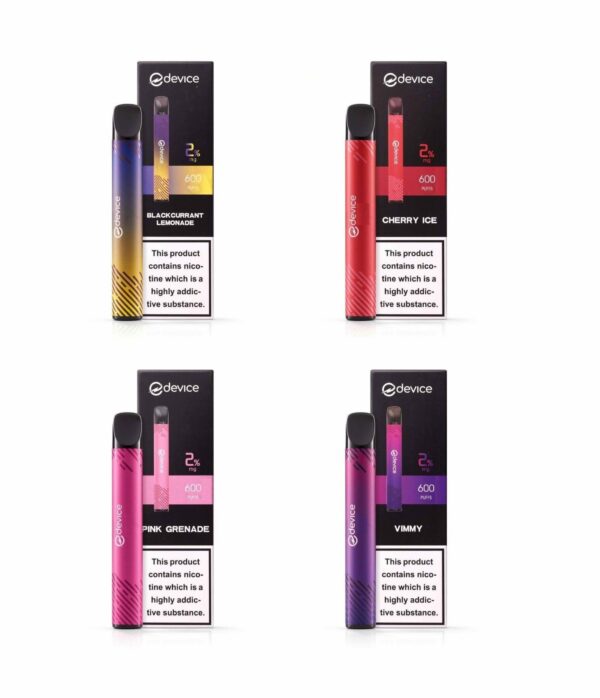 EDEVICE 600 DISPOSABLE VAPE PEN DEVICE 20MG PACK OF 10