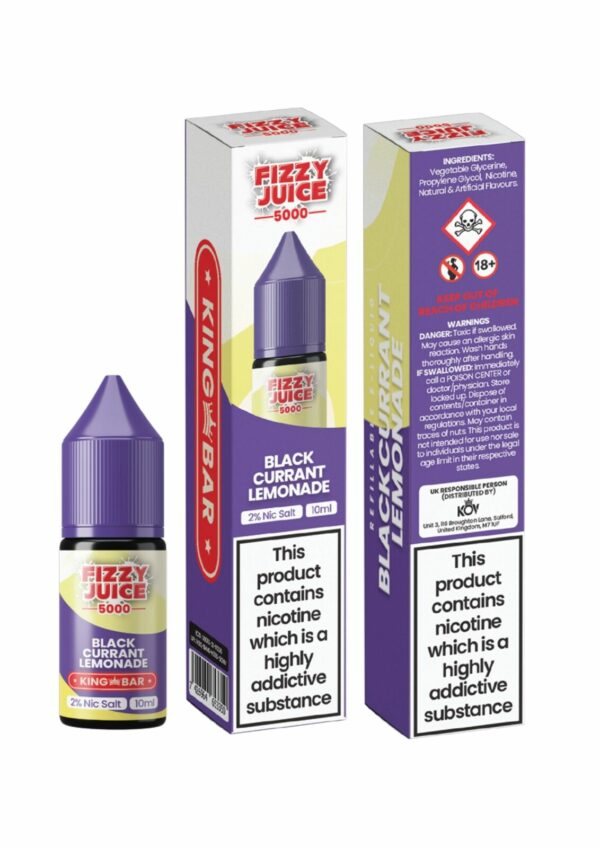BLACKCURRANT LEMONADE 10ML NIC SALT FIZZY JUICE 5000