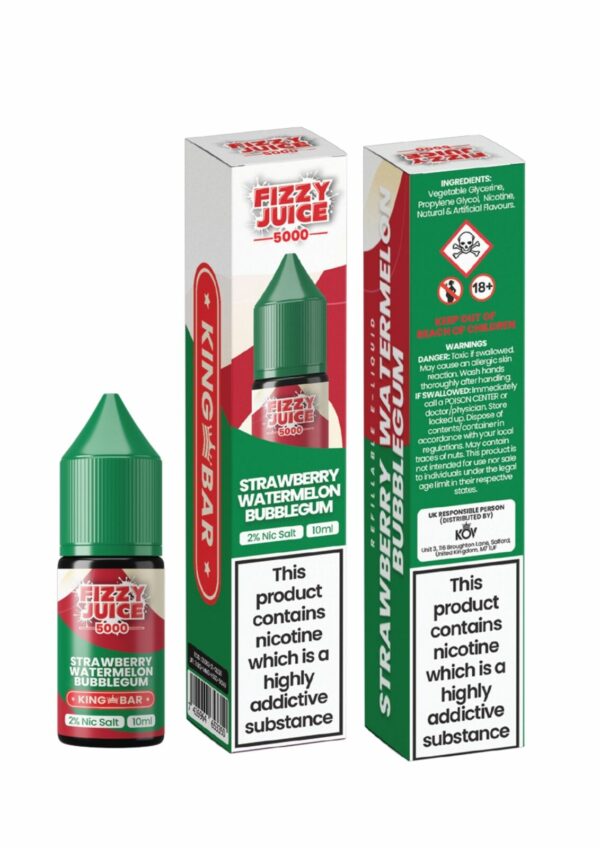 STRAWBERRY WATERMELON BUBBLEGUM 10ML NIC SALT FIZZY JUICE 5000