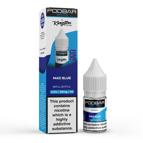 MAD BLUE 10ML NIC SALT PODBAR SALTS BY KINGSTON
