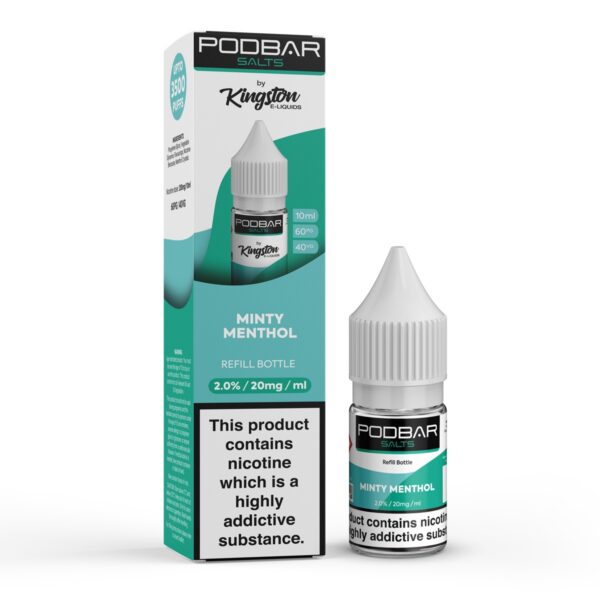 MINTY MENTHOL 10ML NIC SALT PODBAR SALTS BY KINGSTON