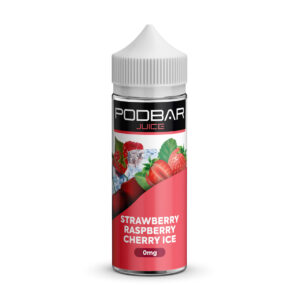STRAWBERRY RASPBERRY CHERRY ICE 100ML E LIQUID 50/50 PODBAR JUICE BY KINGSTON