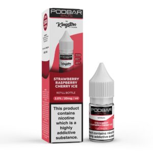 STRAWBERRY RASPBERRY CHERRY ICE 10ML NIC SALT PODBAR SALTS BY KINGSTON