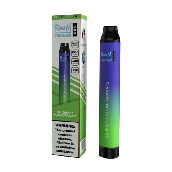 R AND M TORNADO 600 DISPOSABLE VAPE KIT 20MG - Image 2