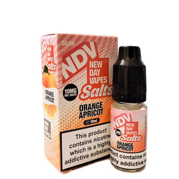 ORANGE APRICOT 10ML NIC SALT NEW DAY VAPES (NDV) PACK OF 5 EXP