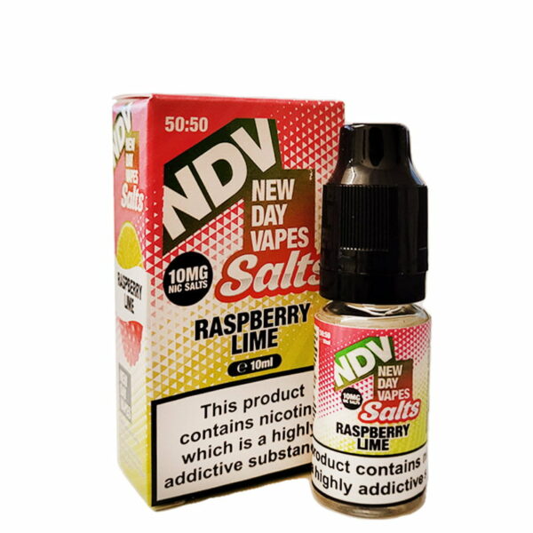 RASPBERRY LIME 10ML NIC SALT NEW DAY VAPES (NDV) PACK OF 5 EXP