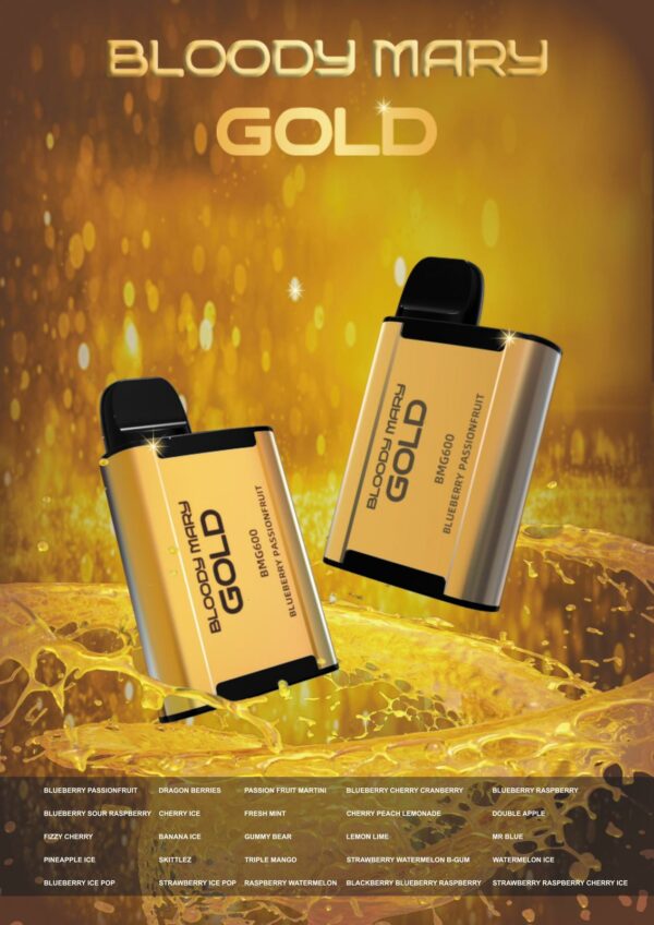 BLOODY MARY GOLD BMG600 DISPOSABLE VAPE KIT 20MG - Image 2