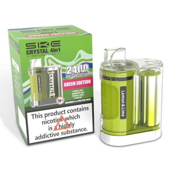 SKE CRYSTAL 4 IN 1 2400 PREFILLED POD VAPE KIT 20MG - Image 6