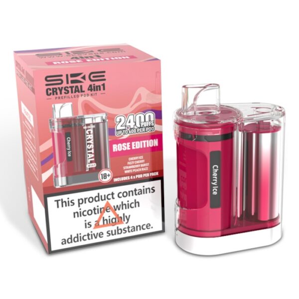 SKE CRYSTAL 4 IN 1 2400 PREFILLED POD VAPE KIT 20MG - Image 9
