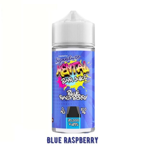 BLUE RASPBERRY 100ML E LIQUID SIGNATURE MENTAL BAR JUICE