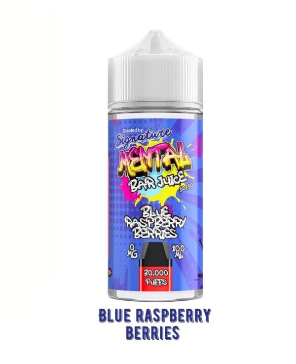 BLUE RASPBERRY BERRIES 100ML E LIQUID SIGNATURE MENTAL BAR JUICE