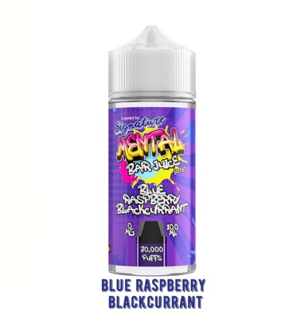 BLUE RASPBERRY BLACKCURRANT 100ML E LIQUID SIGNATURE MENTAL BAR JUICE