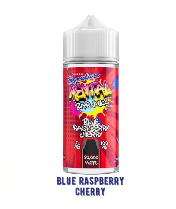 BLUE RASPBERRY CHERRY 100ML E LIQUID SIGNATURE MENTAL BAR JUICE