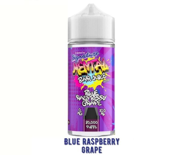 BLUE RASPBERRY GRAPE 100ML E LIQUID SIGNATURE MENTAL BAR JUICE