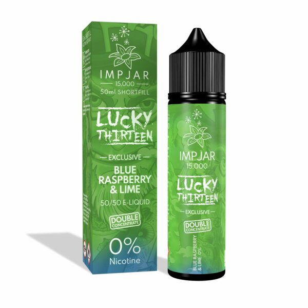 BLUE RASPBERRY & LIME 50ML E LIQUID IMP JAR X LUCKY THIRTEEN
