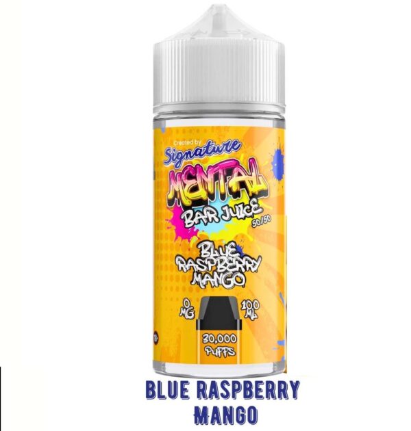 BLUE RASPBERRY MANGO 100ML E LIQUID SIGNATURE MENTAL BAR JUICE