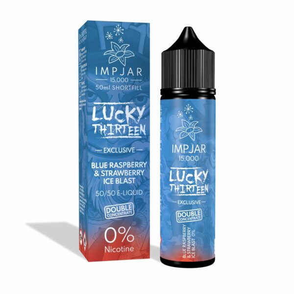 BLUE RASPBERRY & STRAWBERRY ICE BLAST 50ML E LIQUID IMP JAR X LUCKY THIRTEEN