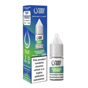BLUE RAZZ GUMMY 10ML NIC SALT PUKKA JUICE 5000+