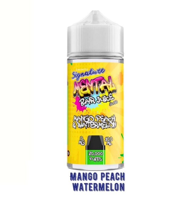 MANGO PEACH & WATERMELON 100ML E LIQUID SIGNATURE MENTAL BAR JUICE