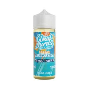 PEACH BLUE RAZZ ICE 100ML E LIQUID CLOUD NURDZ