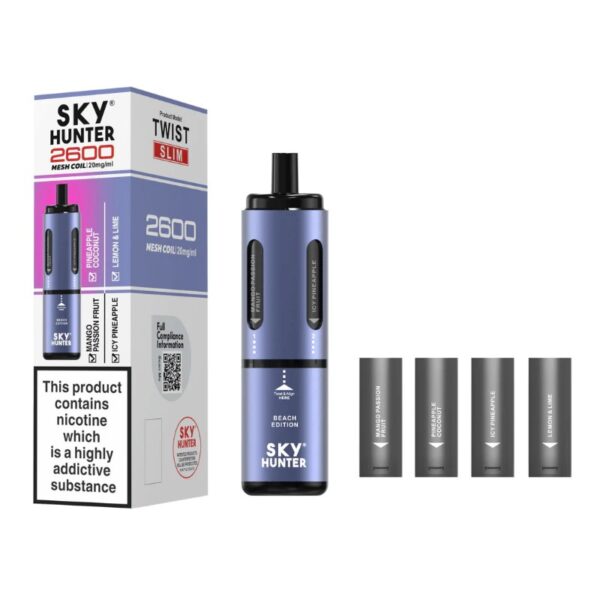 SKY HUNTER TWIST SLIM 4 IN 1 2600 PREFILLED POD VAPE KIT 20MG - Image 9