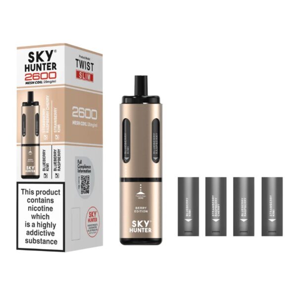 SKY HUNTER TWIST SLIM 4 IN 1 2600 PREFILLED POD VAPE KIT 20MG - Image 11